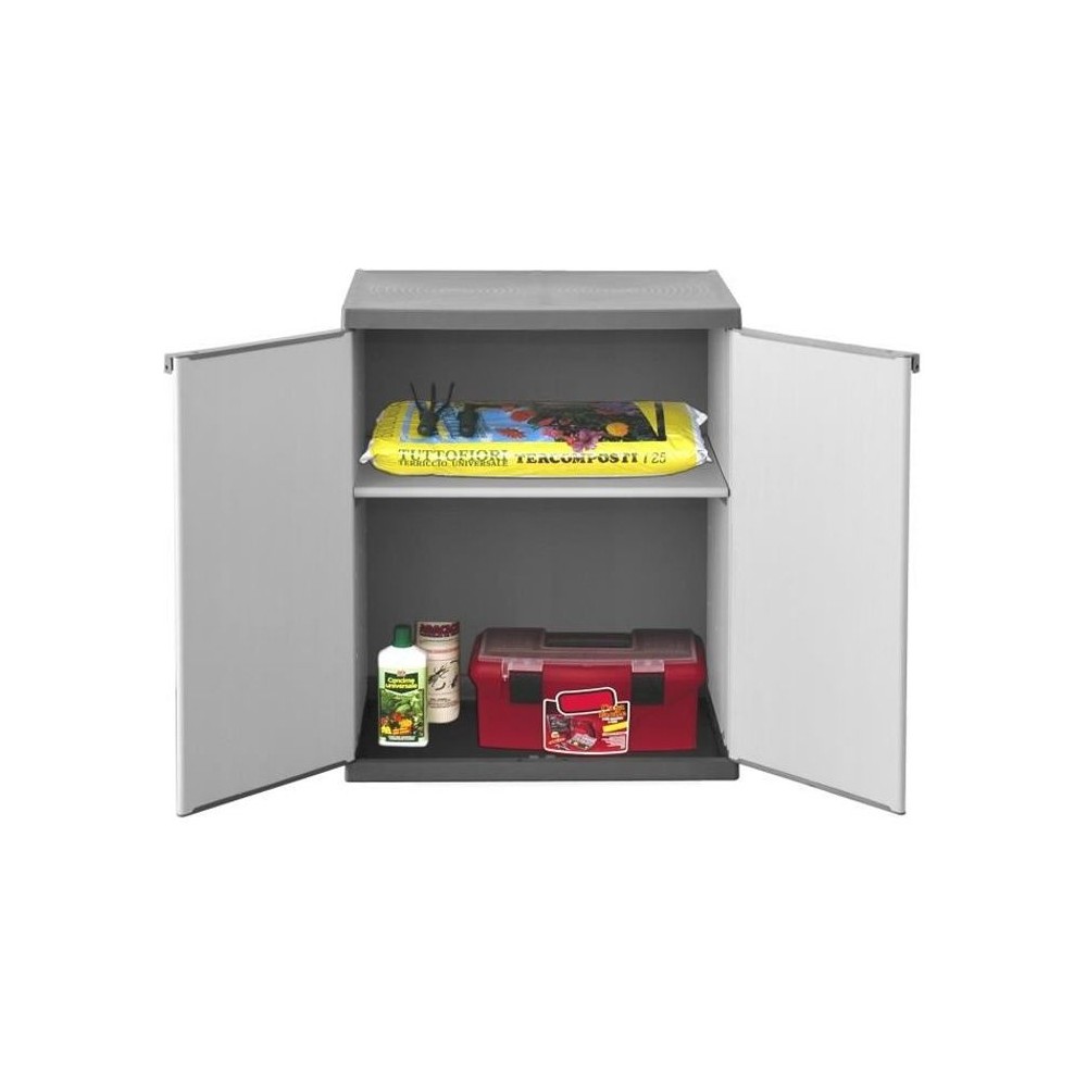 Armoire de rangement basse en résine TOOD - 1 tablette - 2 portes - G