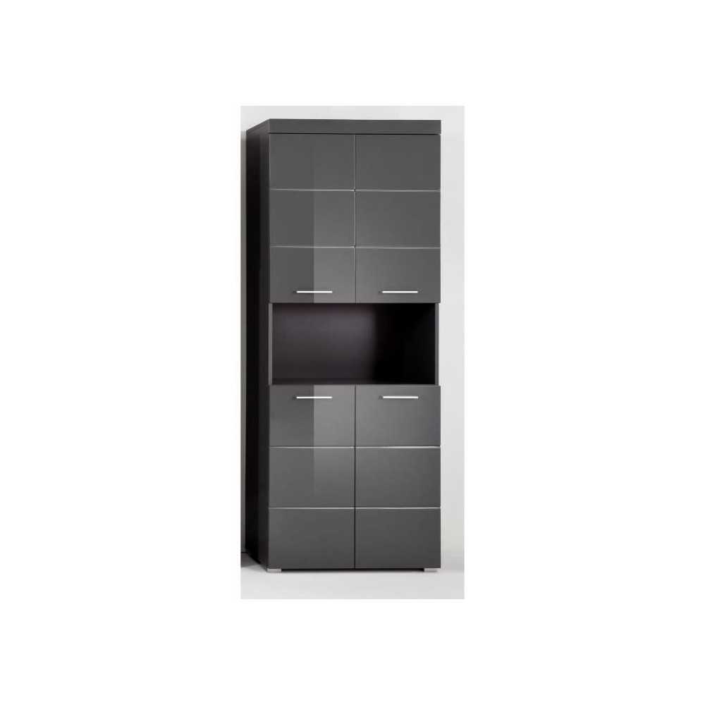 Colonne salle de bain - AMANDA - 4 portes - Gris brillant - L73 x P31