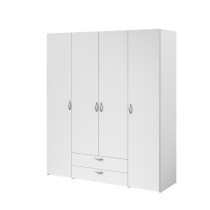 Armoire VARIA - Décor blanc - 4 portes battantes + 2 tiroirs - L 160