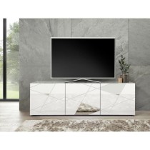 Meuble TV - Blanc laqué brillant avec sérigraphie miroir - L181 x P4