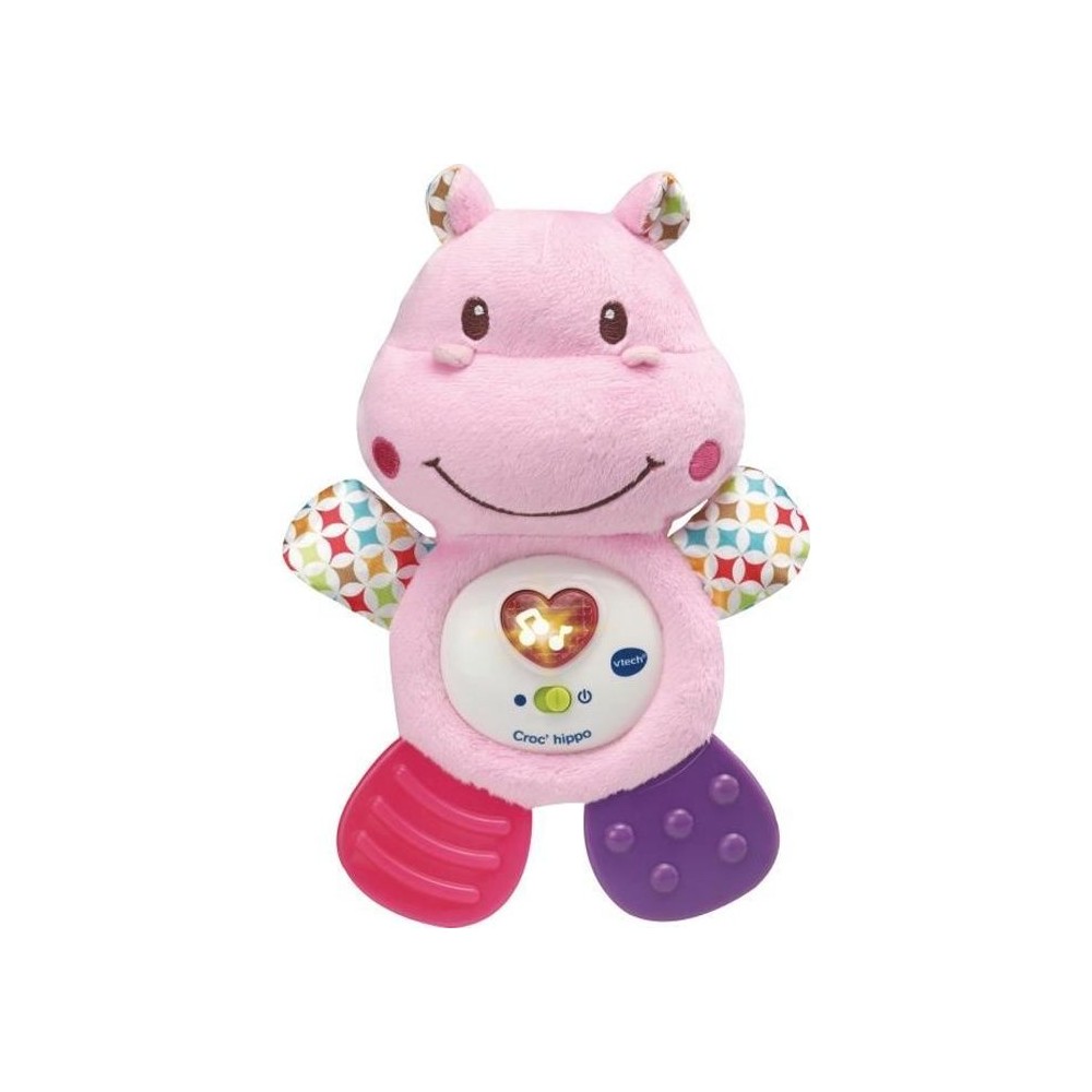 VTECH BABY - Hochet Croc'Hippo - Peluche Texturée Rose