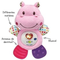 VTECH BABY - Hochet Croc'Hippo - Peluche Texturée Rose