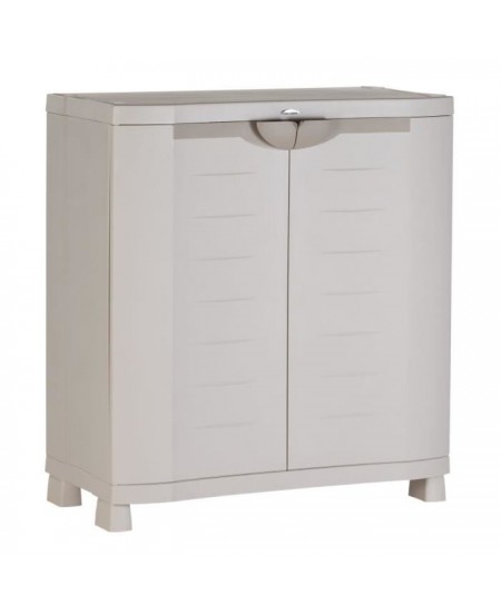 SPACESAVER 90 PLASTIKEN Armoire basse 2 portes avec étagères - l 90 x p 45 x h 100 cm - Gamme Space SAVER - Intérieur et Ext