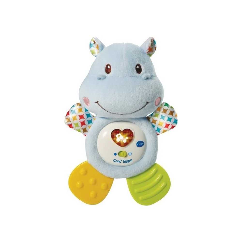 VTECH BABY - Hochet Croc'Hippo - Peluche Texturée Bleue