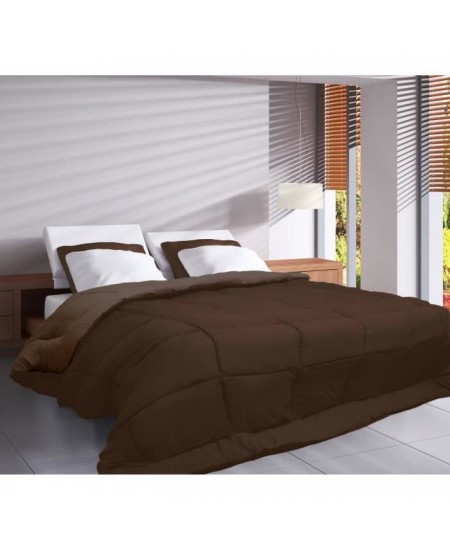 CALGARY Couette chaude Microfibre 400g/m² Choco & Moka 200x200cm