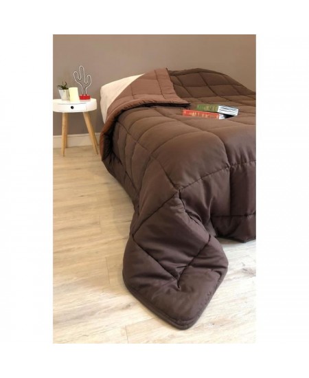 CALGARY Couette chaude Microfibre 400g/m² Choco & Moka 200x200cm