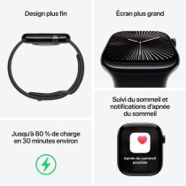 Apple Watch Series 10 GPS - 42mm - Boîtier Jet Black Aluminium - Brac