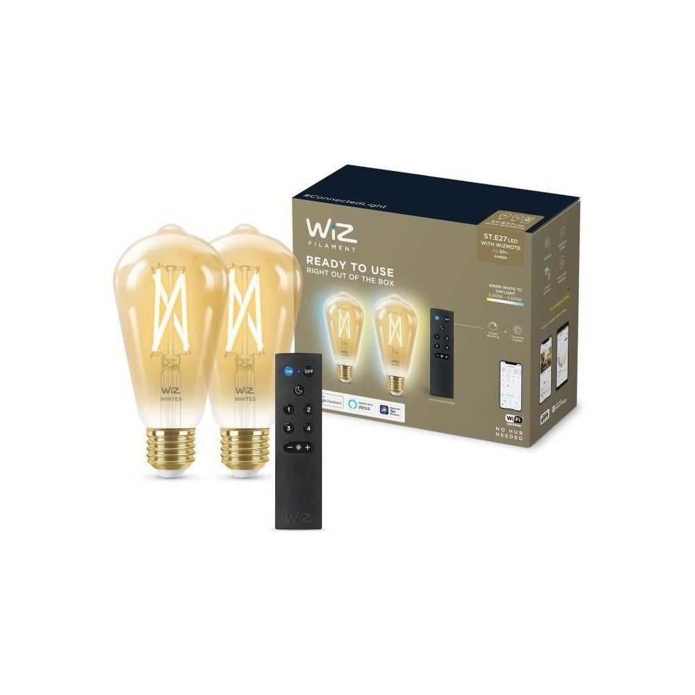 Kit de démarrage WiZ 2 ampoules connectées Edison Blanc variable E27