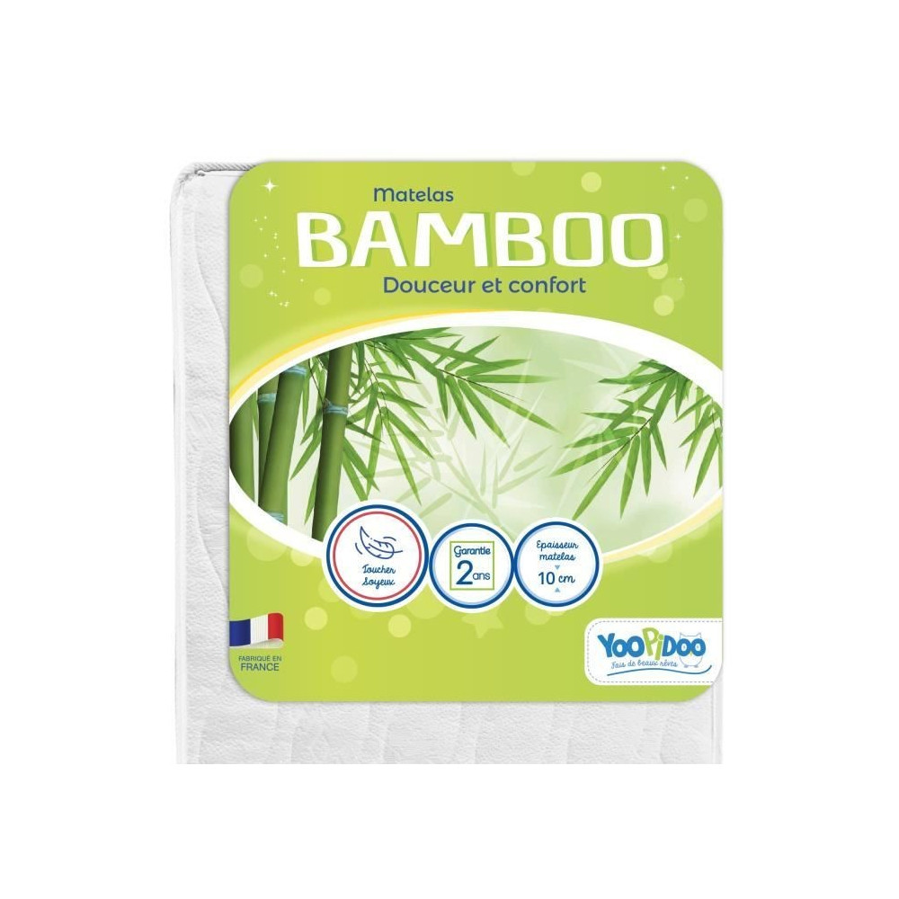 Matelas Bébé Bamboo - YOOPIDOO - 60x120 cm - Viscose Douce et Absorb