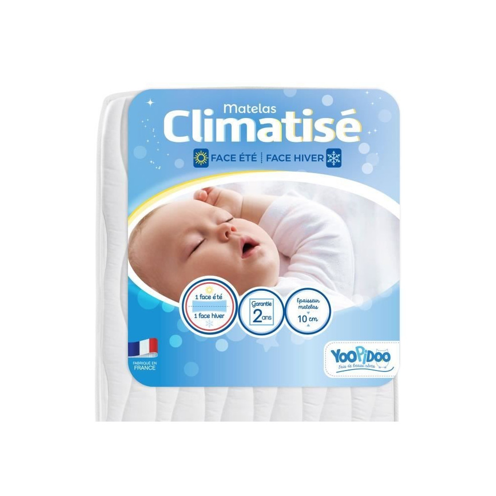 Yoopidoo - Matelas Bébé Climatisé - 60x120 cm - 1 face Été fraîc