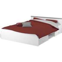 PARISOT Lit adulte contemporain blanc mat - l 140 x L 200 cm - ZODIAC