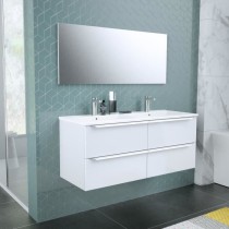 ZOOM meuble de salle de bain double vasque avec miroir L 120cm - 4 tir