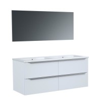 ZOOM meuble de salle de bain double vasque avec miroir L 120cm - 4 tir