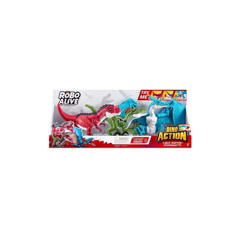 Pack de Dinos - ZURU - Dino Action Mega Dinos 3 Pack - T-Rex, Vélocir