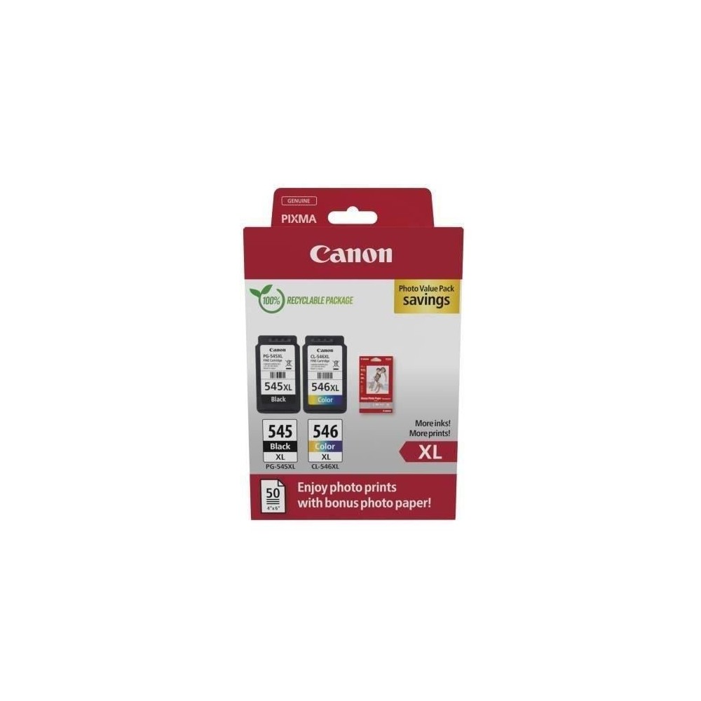 Pack de 2 cartouches d'encre + pack papiers photo - CANON - PG-545XL N