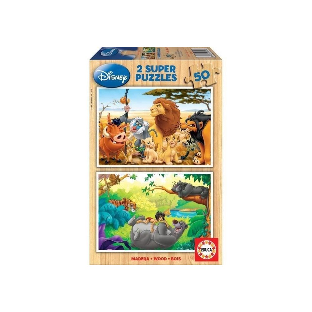 Puzzle en bois Disney - Educa - Animaux - 50 pieces - Pour enfants des