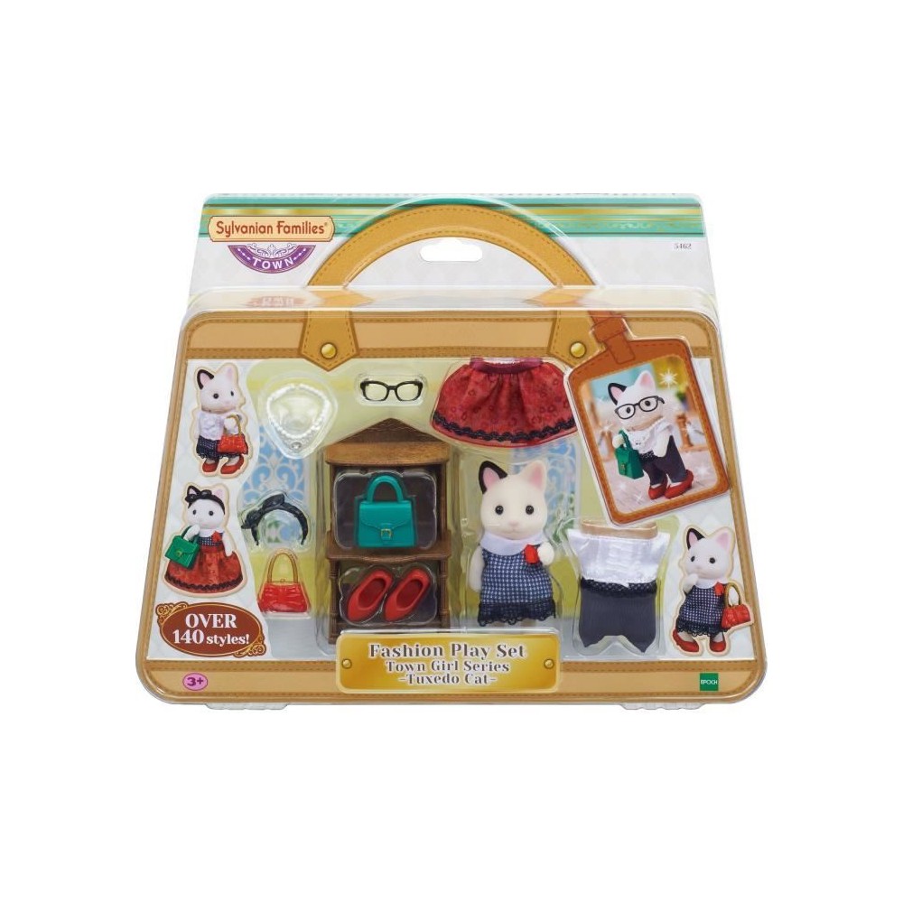 SYLVANIAN FAMILIES - La valisette de mode et grande soeur chat bicolor