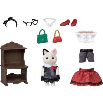 SYLVANIAN FAMILIES - La valisette de mode et grande soeur chat bicolor