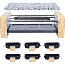 Raclette et pierre a cuire 6 personnes design bois, H.Koenig