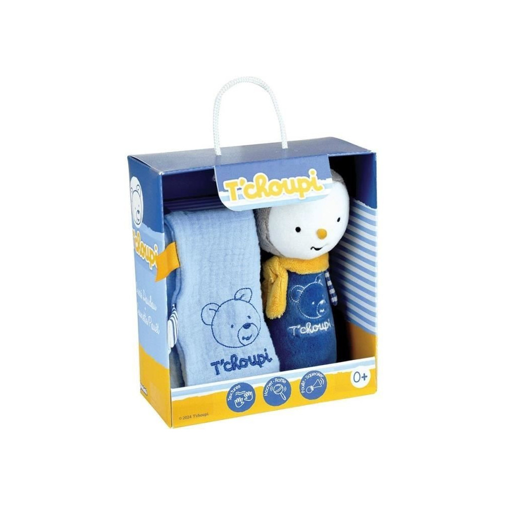 T'choupi Baby Coffret Naissance avec Doudou et Peluche Hochet +/- 25 c