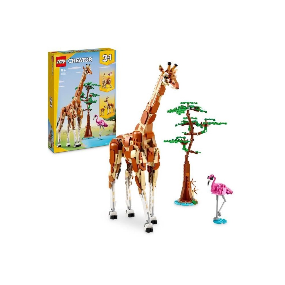 LEGO 31150 Creator 3en1 Les Animaux Sauvages du Safari, Jouet avec Fig