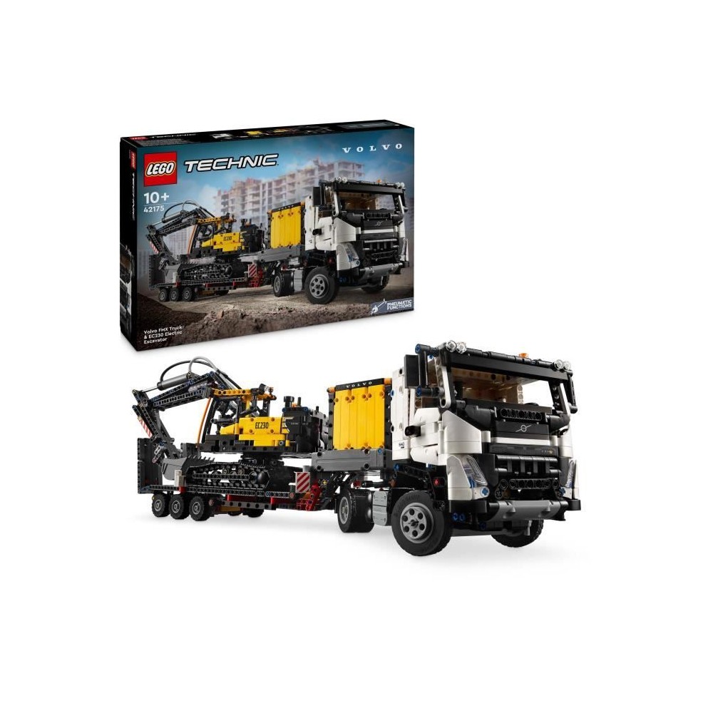 LEGO Technic 42175 Camion Volvo FMX et Pelleteuse Électrique EC230 -