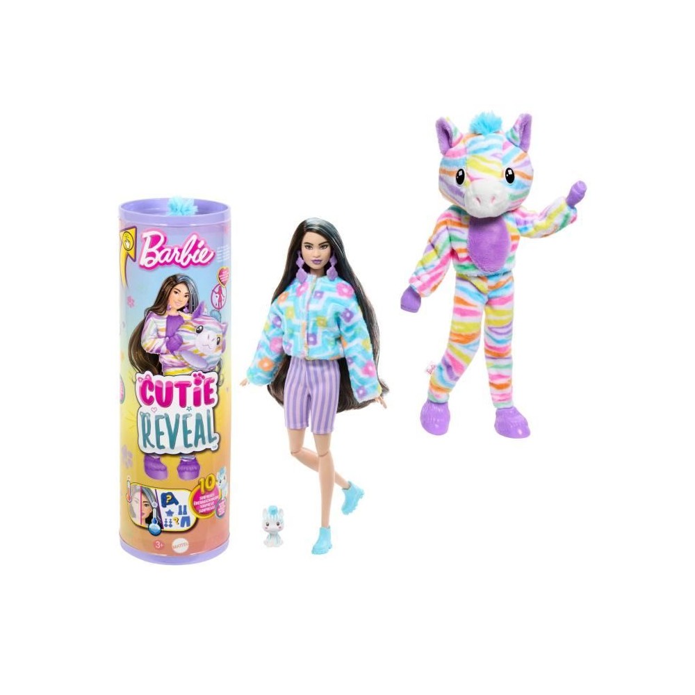 Barbie-Barbie Cutie Reveal-Poupée zebre Reve Coloré avec 10 surpris