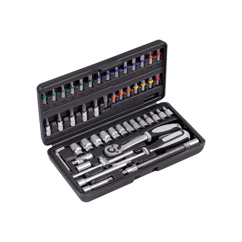 Coffret a clés et douilles CONNEX - 52 pieces - Chrome-vanadium