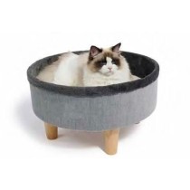 Lit rond surélevé - M PETS - ROUND - Gris - 47 x 47 x 26 cm - Pied e