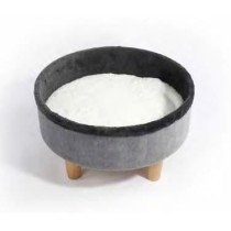 Lit rond surélevé - M PETS - ROUND - Gris - 47 x 47 x 26 cm - Pied e