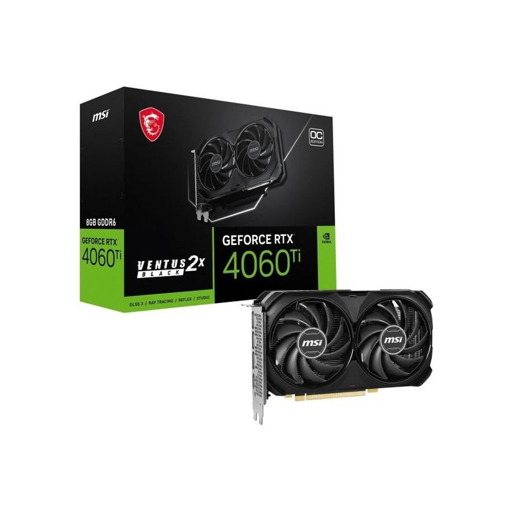 MSI - Nvidia - Carte Graphique - RTX 4060 Ti VENTUS 2X BLACK OC - 8Go