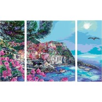 CreArt 80x50 cm - Triptyque - 5 terres - Série Numéro d'art Tryptiqu