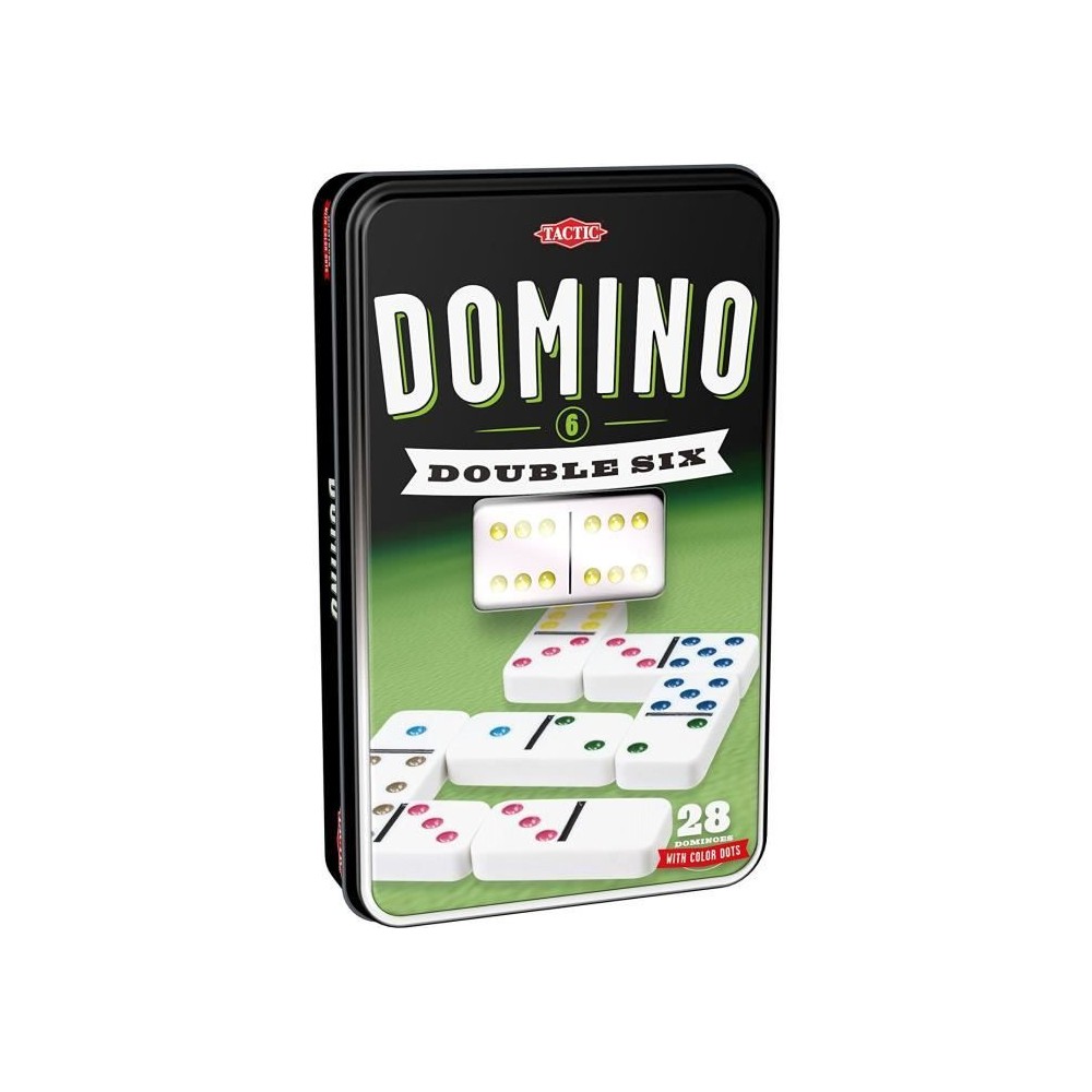 Jeu de dominos TACTIC Double 6 en boîte métal - Garçon et Fille - A