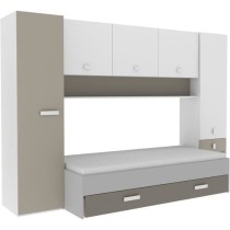 DEMEYERE Lit gigogne enfant avec multiples rangements - Décor blanc/a