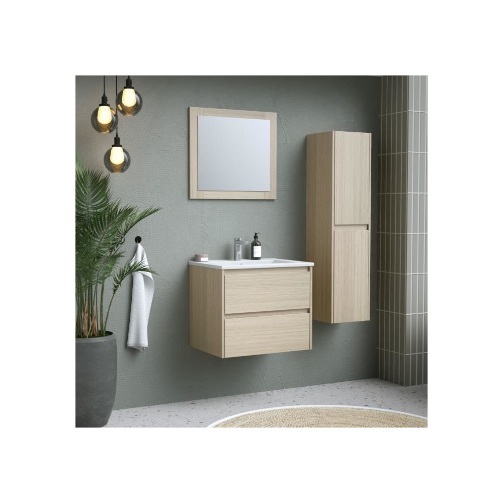 Ensemble TIMBER, set de salle de bain 60, vanity+vasque+miroir & colon