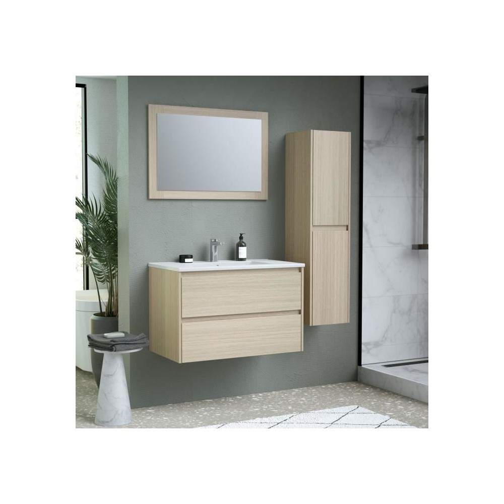 Ensemble TIMBER, set de salle de bain 80, vanity+vasque+miroir & colon