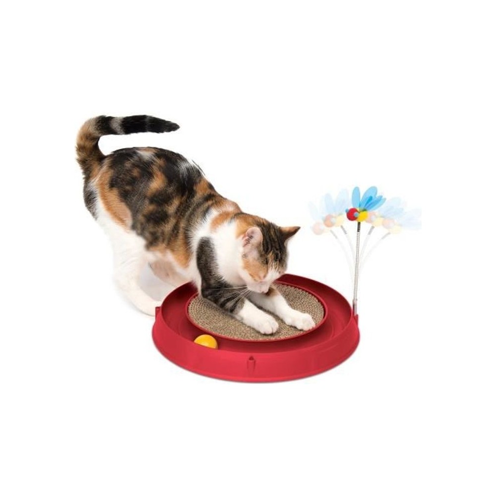 CAT IT Cuircuit 3 en 1 avec balle et planche a griffer - Ø 36 cm - Ro