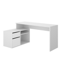 Bureau d'angle reversible 1 tiroir + 1 porte - Blanc - L 139 x P 92 x