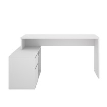 Bureau d'angle reversible 1 tiroir + 1 porte - Blanc - L 139 x P 92 x