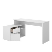 Bureau d'angle reversible 1 tiroir + 1 porte - Blanc - L 139 x P 92 x