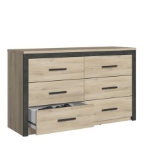 Commode 6 tiroirs Colorado - Décor Chene Kornberg - L 129,1 x H 77,1