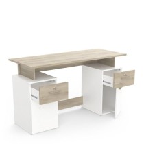 Bureau avec rangements - PLATON - Chene / blanc mat - L134,8 x P55 x H