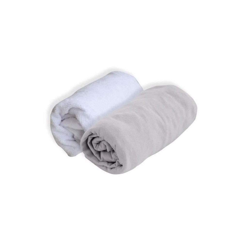 DOMIVA Drap housse + Alese Uni - 100% Coton - Traité Sanitized - Perl