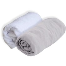 DOMIVA Drap housse + Alese Uni - 100% Coton - Traité Sanitized - Perl