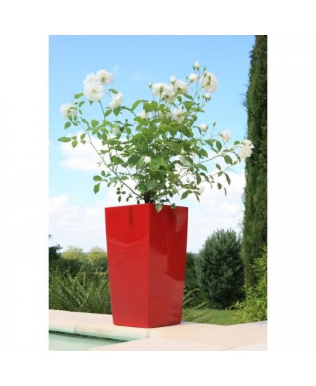 RIVIERA Pot de fleurs Nuance - Carré - 29 x 29 x H 52 cm - Rouge