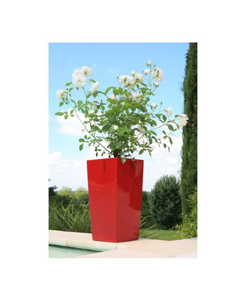 RIVIERA Pot de fleurs Nuance - Carré - 29 x 29 x H 52 cm - Rouge