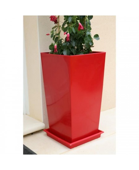 RIVIERA Pot de fleurs Nuance - Carré - 29 x 29 x H 52 cm - Rouge