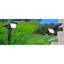 Lot de 2 spots solaires projecteur 2 en 1 a piquer ou a fixer - LUMISK