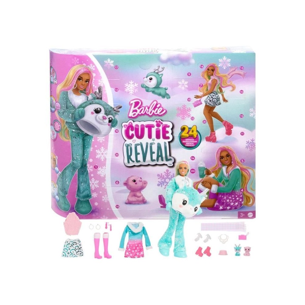 Barbie-Calendrier de l'Avent Cutie Reveal-1 poupée et 24 surprises