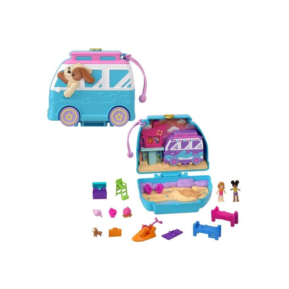 Polly Pocket-Chiot a la Plage-Coffret et figurines, jouet de voyage H